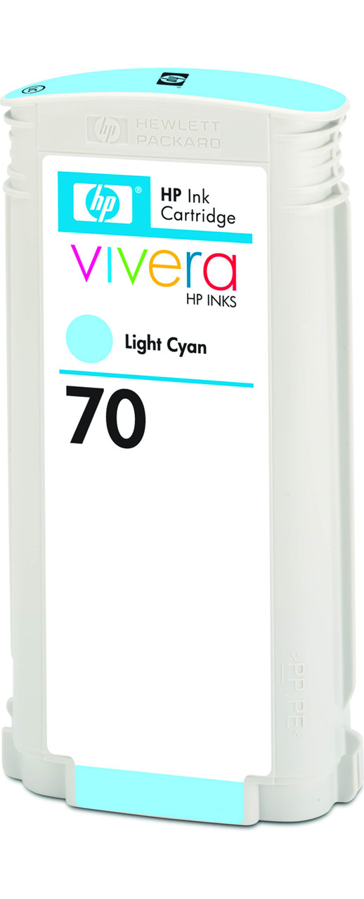 HP 70 Light Cyan 130 ml Ink Cartridge, left angle