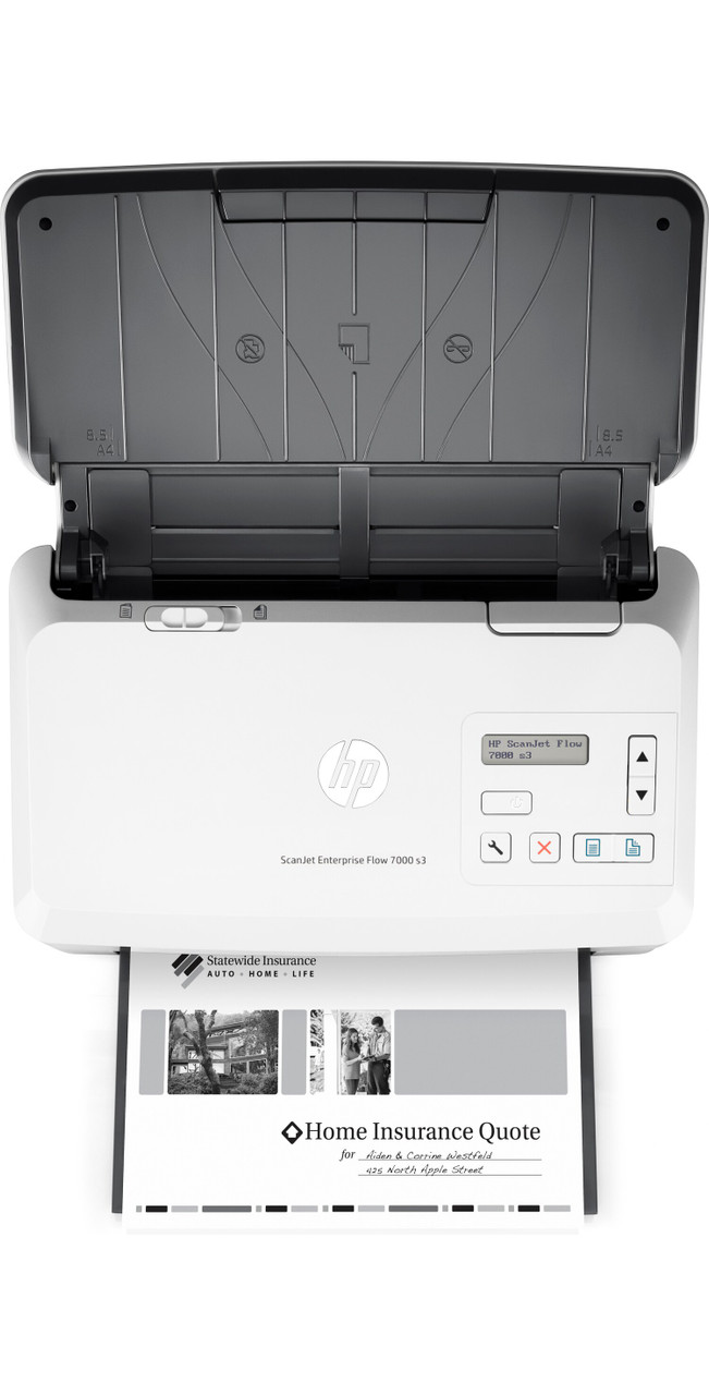 HP ScanJet Enterprise Flow 7000 s3 Sheet-feed Scanner, Aerial/Top, with output