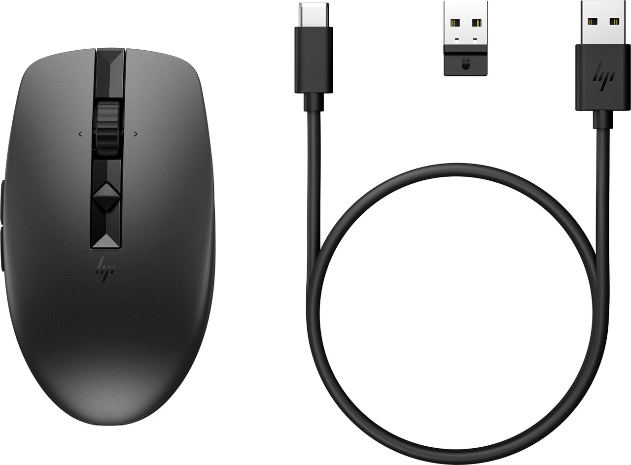 HP 715 Programmable Multi-Device Mouse - Wired Dongle Top Down