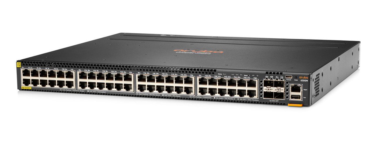 Aruba 6300M 48-port 1GbE Class 4 PoE and 4-port SFP56 Switch