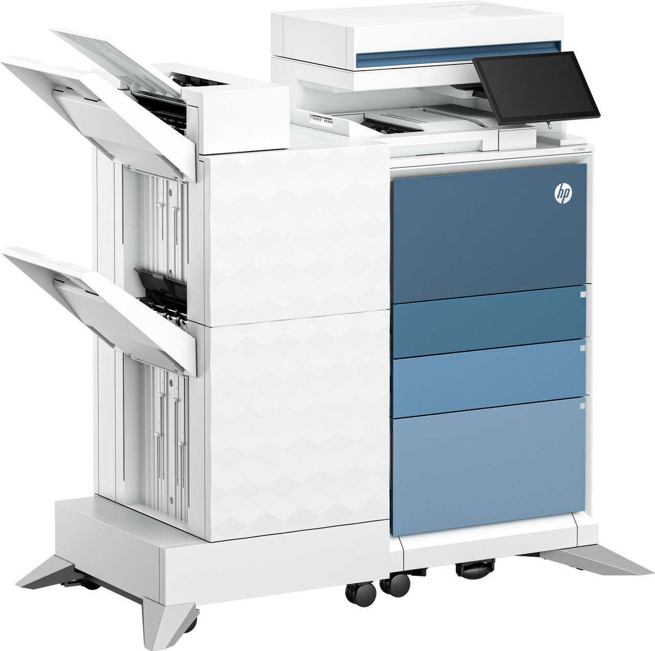 HP Color LaserJet Enterprise Flow MFP 6801 Transactional AtmosphereBlue Catalog WhiteBG FrontRight