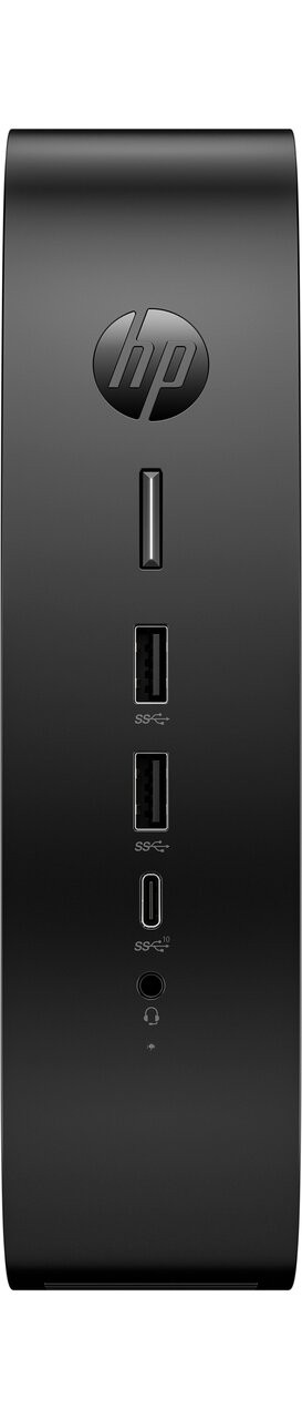 HP Elite t755 Thin Client BlackLicorice Vertical CoreSet WhiteBG Front