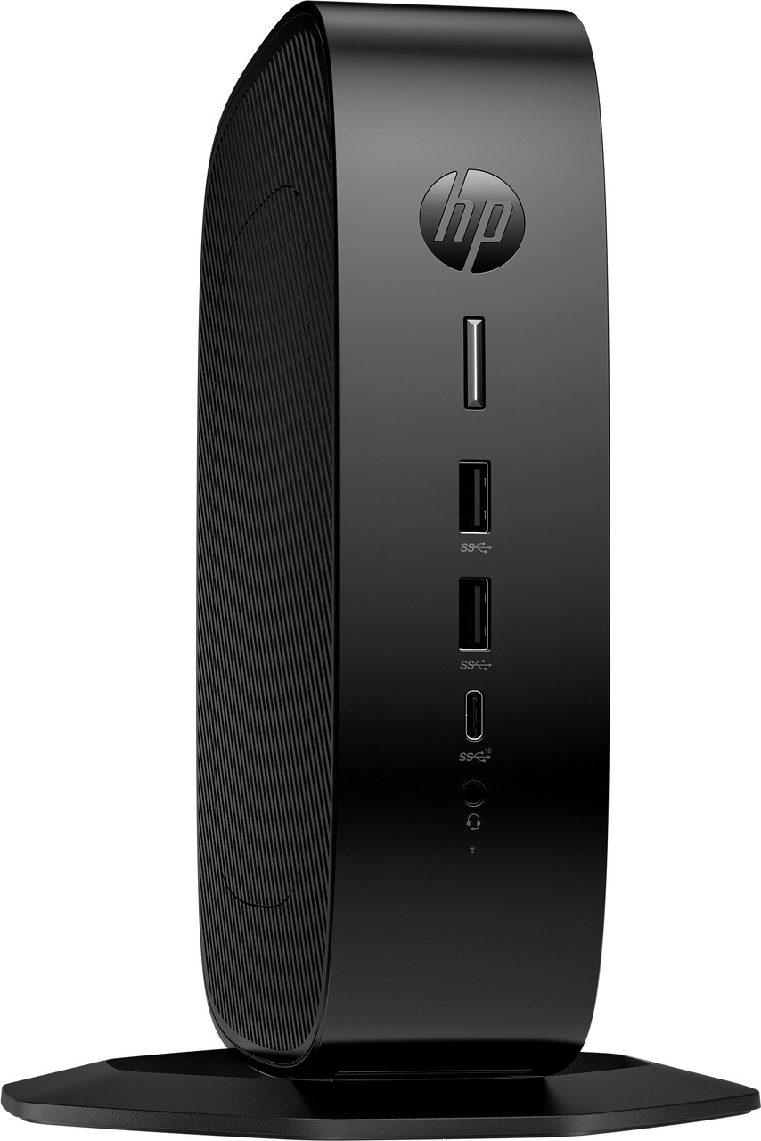 HP Elite t755 Thin Client BlackLicorice Vertical OnStand CoreSet WhiteBG FrontRight