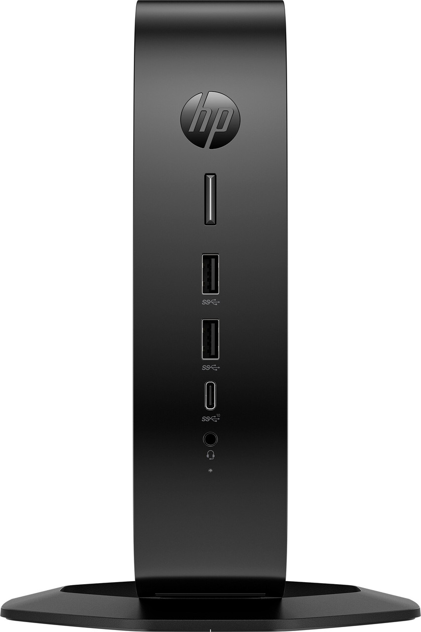 HP Elite t755 Thin Client BlackLicorice Vertical OnStand CoreSet WhiteBG Front