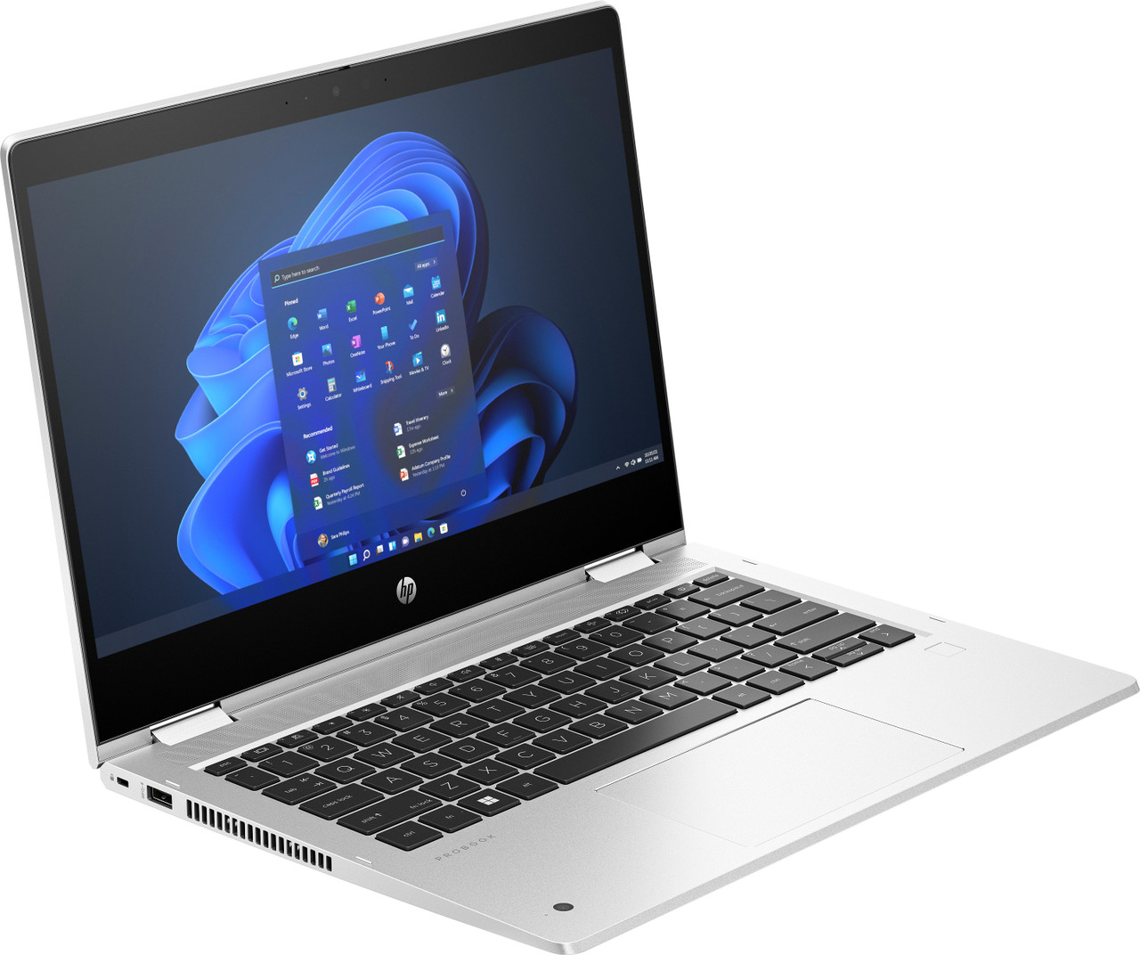 HP Pro 435 x360 G10 Notebook PC Natural Silver White BG Front Right