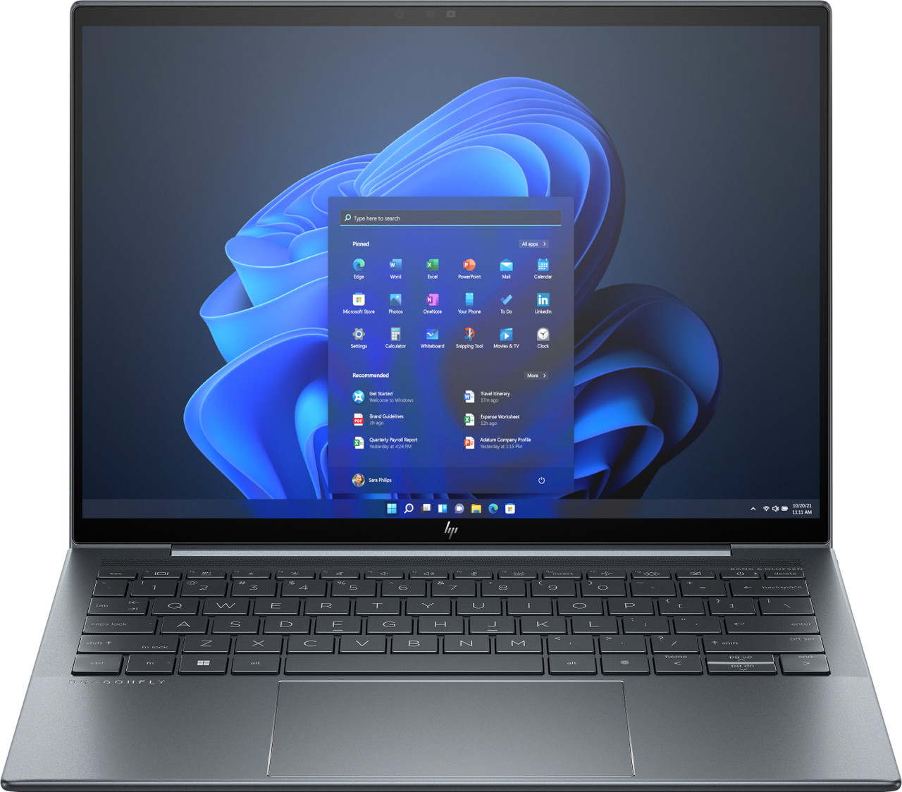 HP Dragonfly 13.5 inch G4 Notebook PC WWAN SlateBlue T IRcam nonODD FPR Win11 CoreSet WhiteBG FrontO