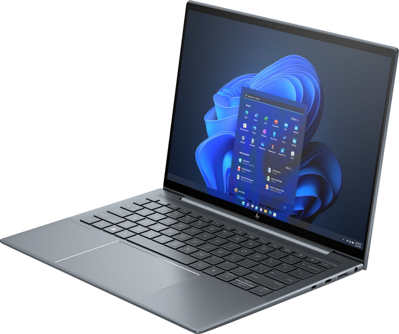 HP Dragonfly 13.5 inch G4 Notebook PC WWAN SlateBlue T IRcam nonODD FPR Win11 CoreSet WhiteBG FrontL