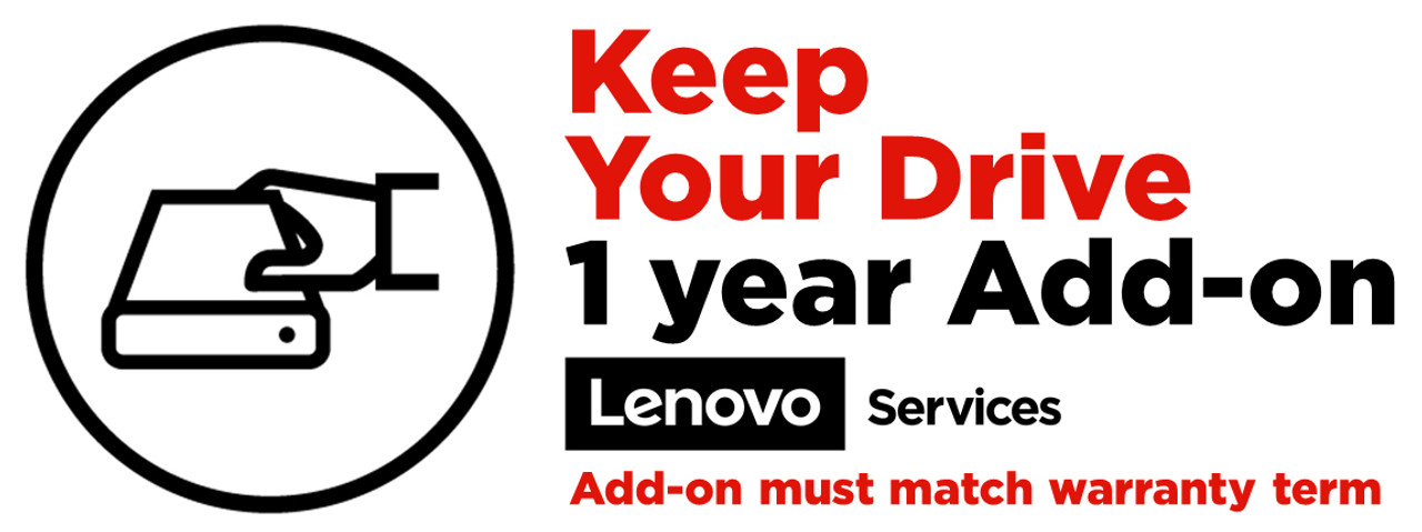 Lenovo Keep Your Drive Add On - Extended service agreement - 1 year - for ThinkCentre M90, M900, M90n-1 IoT, M90q Gen 3, M910, M920, M93