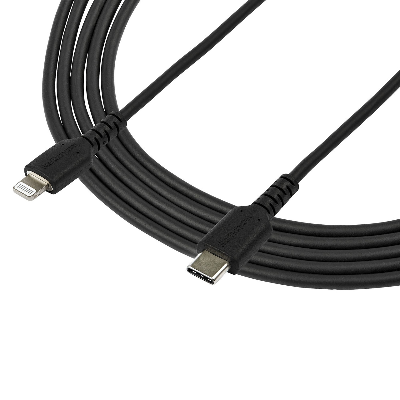 StarTech.com 6 foot (2m) Durable Black USB-C to Lightning Cable - Heavy Duty Rugged Aramid Fiber USB Type A to Lightning Charger/Sync Power Cord - Apple MFi Certified iPad/iPhone 12