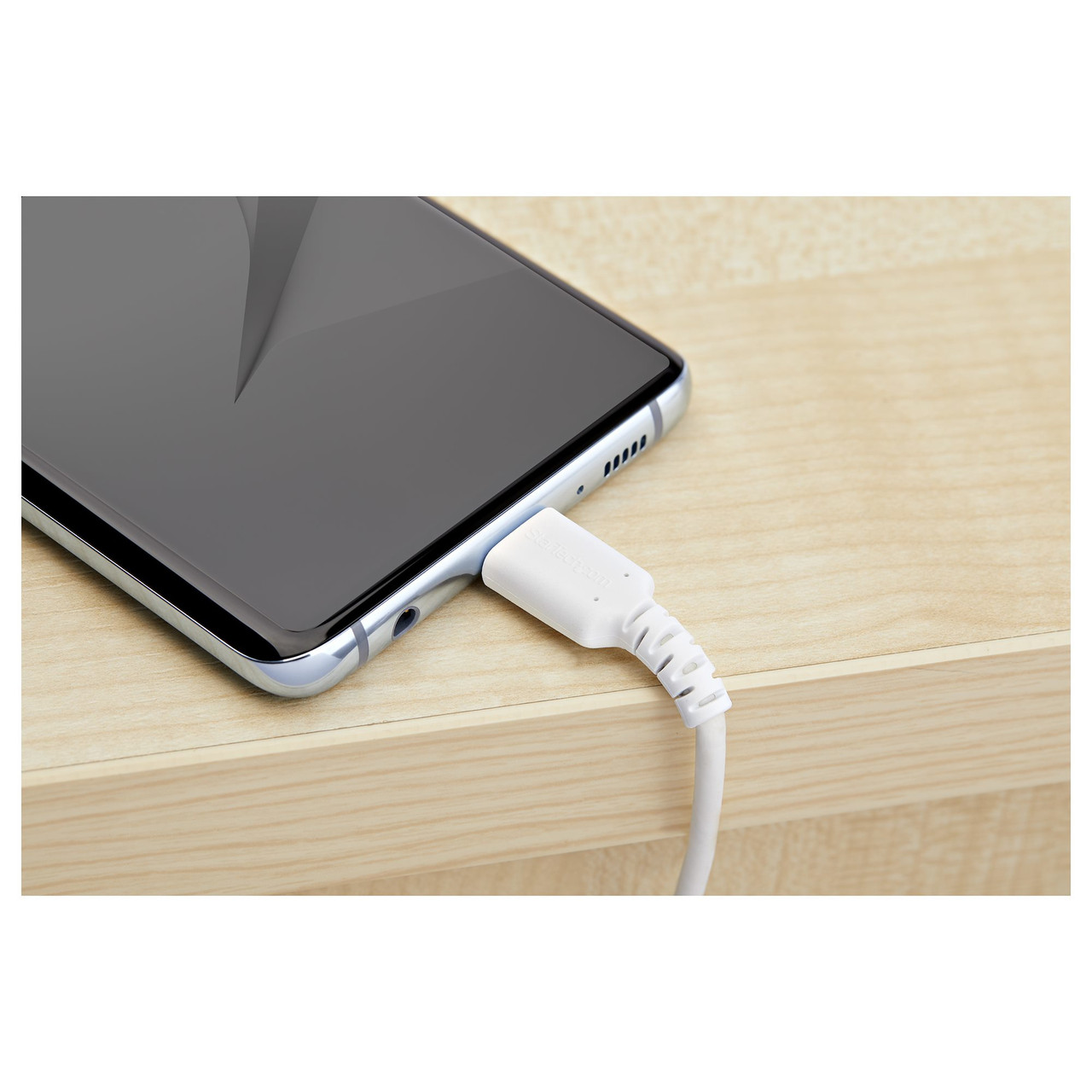 StarTech.com 2m USB A to USB C Charging Cable - Durable Fast Charge & Sync USB 2.0 to USB Type C Data Cord - Rugged TPE Jacket Aramid Fiber M/M 3A White - Samsung S10, iPad Pro, Pixel