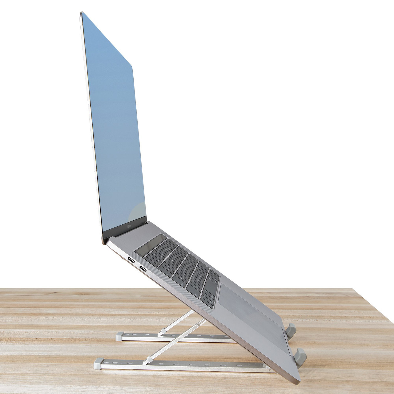 StarTech.com Foldable Laptop Riser Stand, Portable Height Adjustable Ergonomic Laptop Stand, Ventilated Aluminum Frame Supports 22lb (10Kg), Tilt/Raised/Angled Laptop/Tablet Stand, Collapsible Design