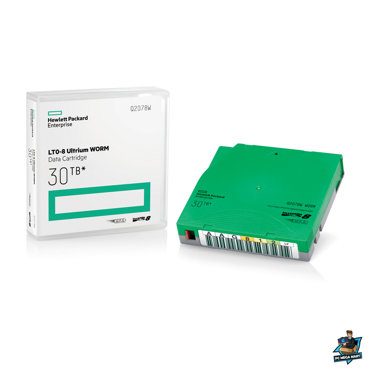 Q2078W - HPE LTO-8 Ultrium 30TB WORM Data Cartridge - Left facing