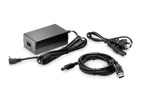 HP Jetdirect 2900nw Print Server, center view, cables, power supply