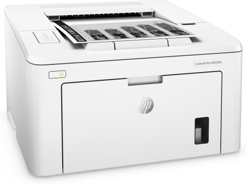 HP LasesrJet Pro M203dn, Right facing, with output