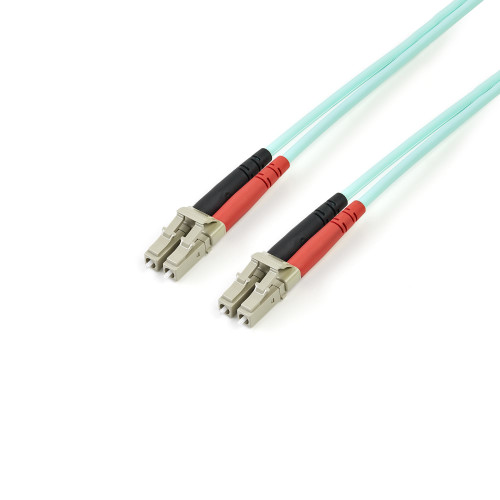 StarTech.com Fiber Optic Cable - 10 Gb Aqua - Multimode Duplex 50/125 - LSZH - LC/LC - 3 m~3m (10ft) LC/UPC to LC/UPC OM3 Multimode Fiber Optic Cable, Full Duplex 50/125µm Zipcord Fiber, 100G Networks, LOMMF/VCSEL, <0.3dB Low Insertion Loss, LSZH Fiber Patch Cord