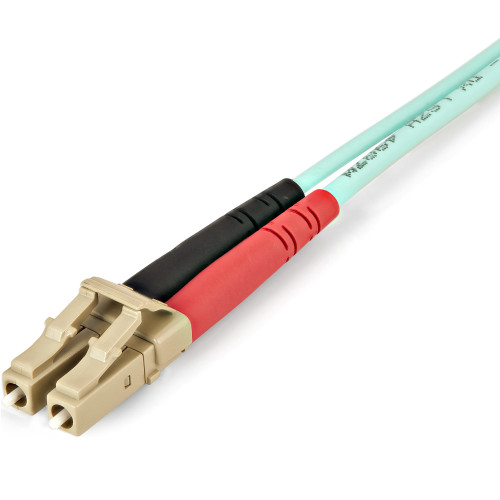StarTech.com Aqua OM4 Duplex Multimode Fiber Optic Cable - 100 Gb - 50/125 - LSZH - LC/LC - 5 m~5m (15ft) LC/UPC to LC/UPC OM4 Multimode Fiber Optic Cable, 50/125µm LOMMF/VCSEL Zipcord Fiber, 100G Networks, Low Insertion Loss, LSZH Fiber Patch Cord