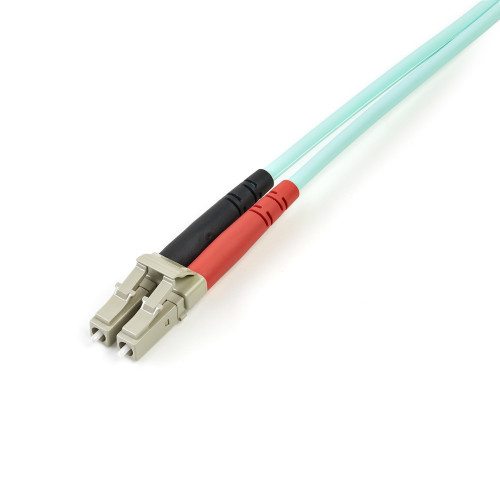 StarTech.com Aqua OM4 Duplex Multimode Fiber Optic Cable - 100 Gb - 50/125 - LSZH - LC/LC - 3 m (10 ft.)~3m (10ft) LC/UPC to LC/UPC OM4 Multimode Fiber Optic Cable, 50/125µm LOMMF/VCSEL Zipcord Fiber, 100G Networks, Low Insertion Loss, LSZH Fiber Patch Cord