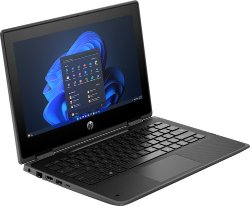 HP Pro x360 Fortis 11inch G11 Notebook PC Jet Black T nonFPR HDcam Win11 CoreSet WhiteBG FrontRight