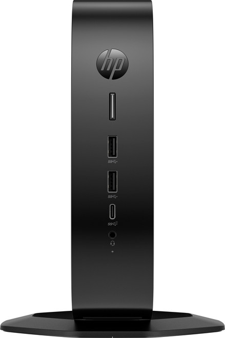 HP Elite t755 Thin Client BlackLicorice Vertical OnStand CoreSet WhiteBG Front
