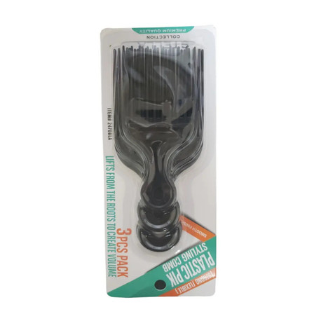 Stella Strong Flexible Plastic Pik Styling Comb 3Pcs Pack 2470BLA