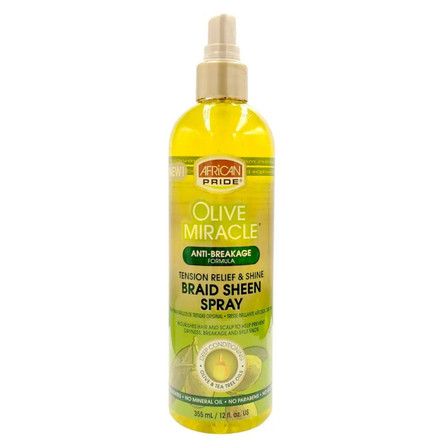 African Pride Olive Miracle Anti-Breakage Braid Sheen Spray 12oz African Pride Olive Miracle Anti-Breakage Braid Sheen Spray 12oz