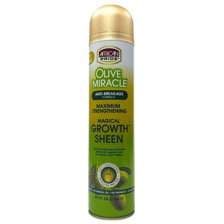 African Pride Olive Miracle Magical Growth Sheen Spray 8oz African Pride Olive Miracle Magical Growth Sheen Spray 8oz