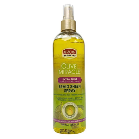 African Pride Olive Miracle Extra Shine Braid Sheen Spray 12oz