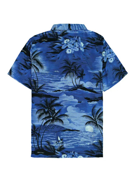LeeHanTon Men's Hawaiian Shirt Blue