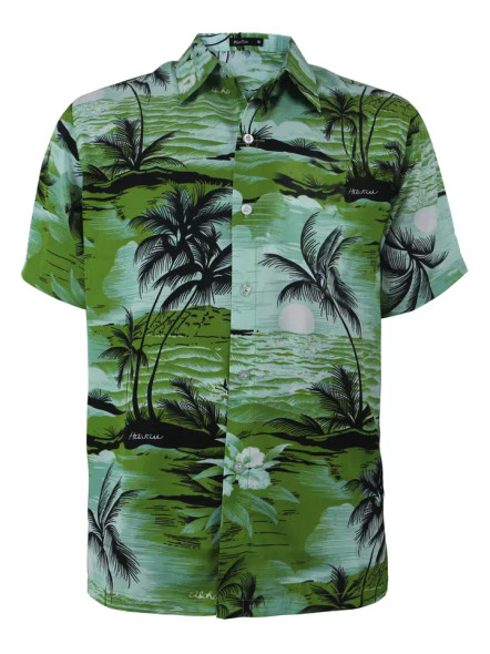 LeeHanTon Men's Hawaiian Shirt Green  Xtra Large Sizes