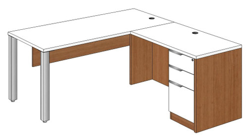 Rectangular Peninsula L-Shape Desk Right Return