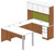 Rectangular Peninsula U-Shape Desk with Hutch and Right Bridge