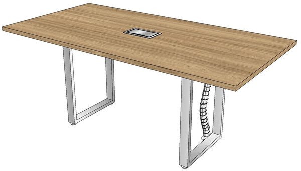 One-piece Rectangular Conference Table with Surfside Metal Legs