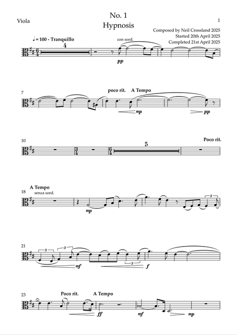 1st Page - 1st movement - Viola part