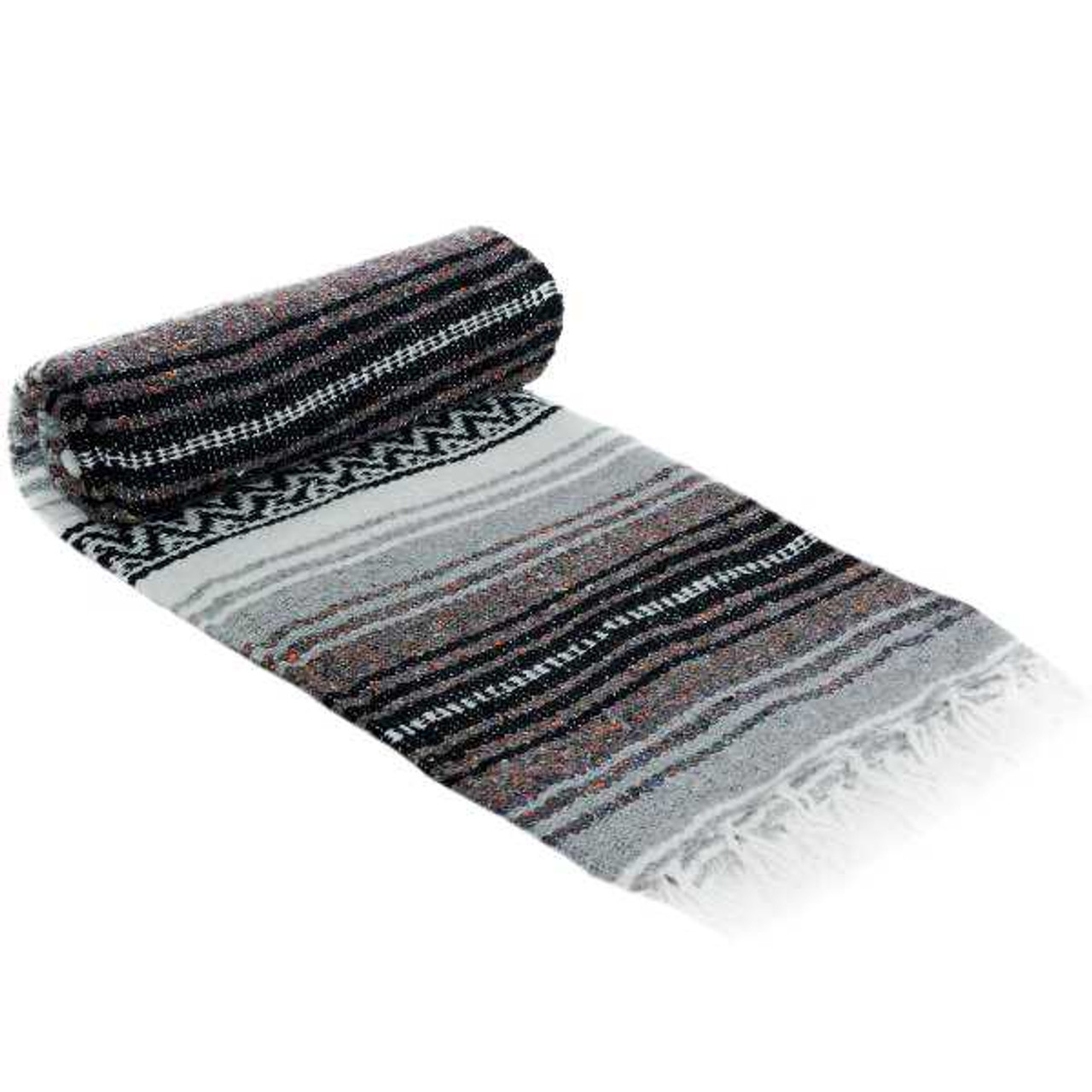 Shop Charcoal Silver and White La Montana Mexican Blanket