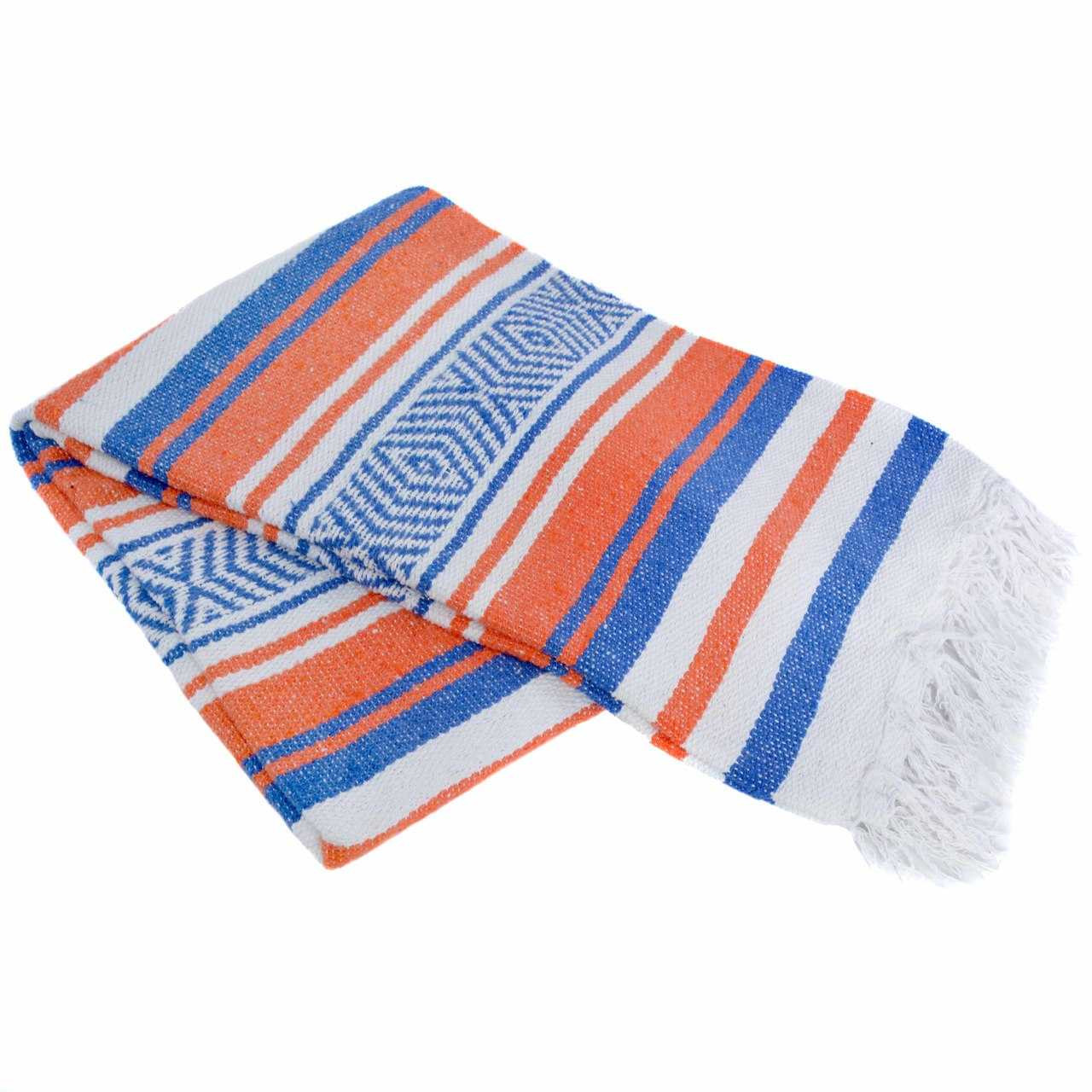 Vera Cruz Mexikanische Yoga-Decken 10er Set – Turquoise/Navy/Weiß, 190x135 Cm, Aus Recycelten Fasern