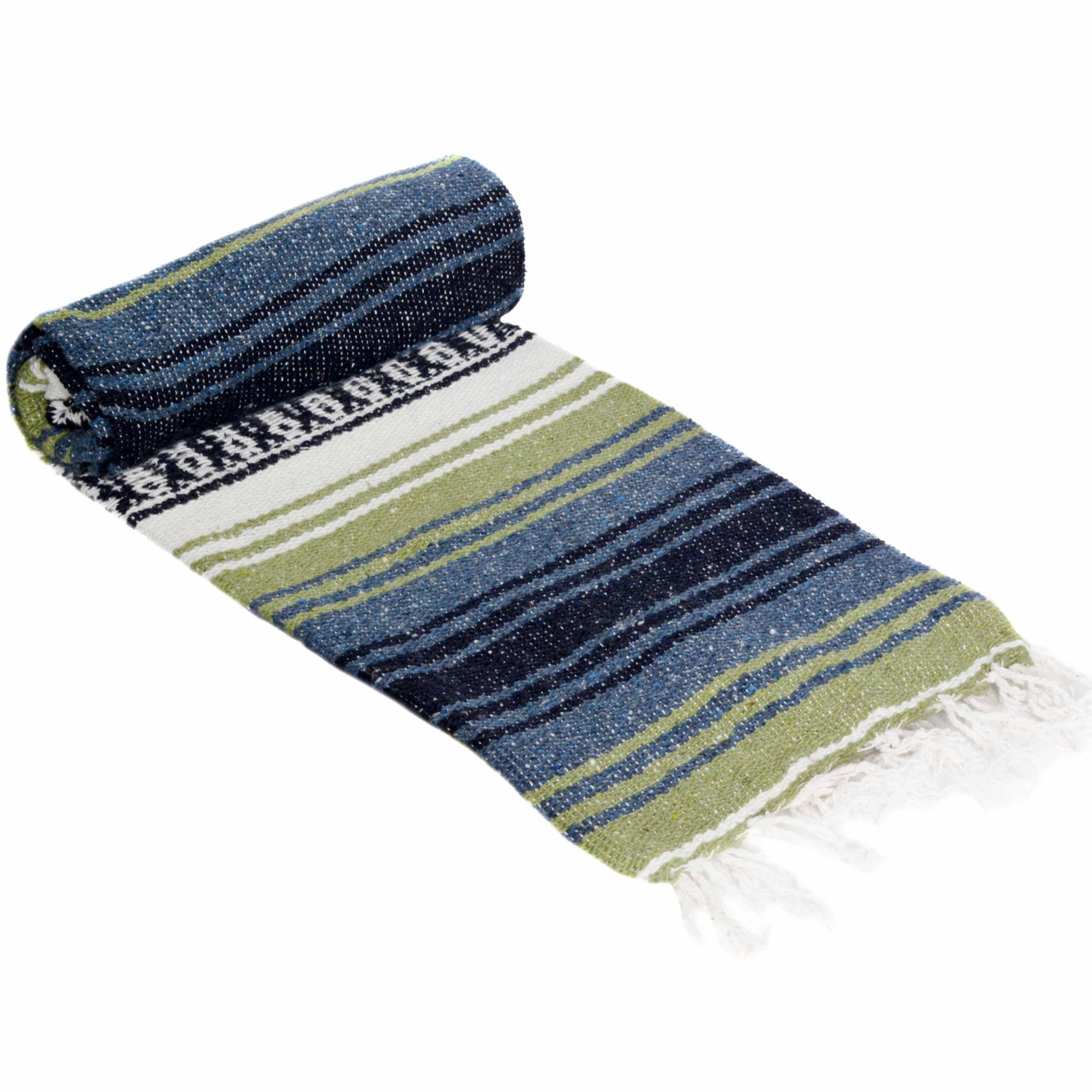 Light Olive, Slate Blue, and White La Montana Blanket