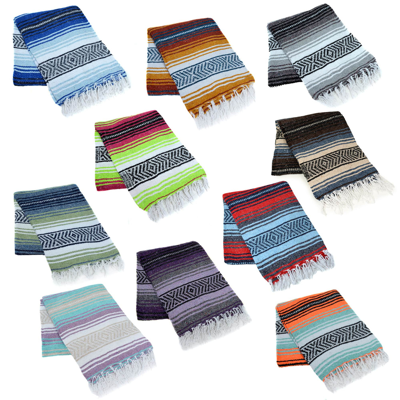 La Montana Mexican Blankets - 10 Pack - Assorted