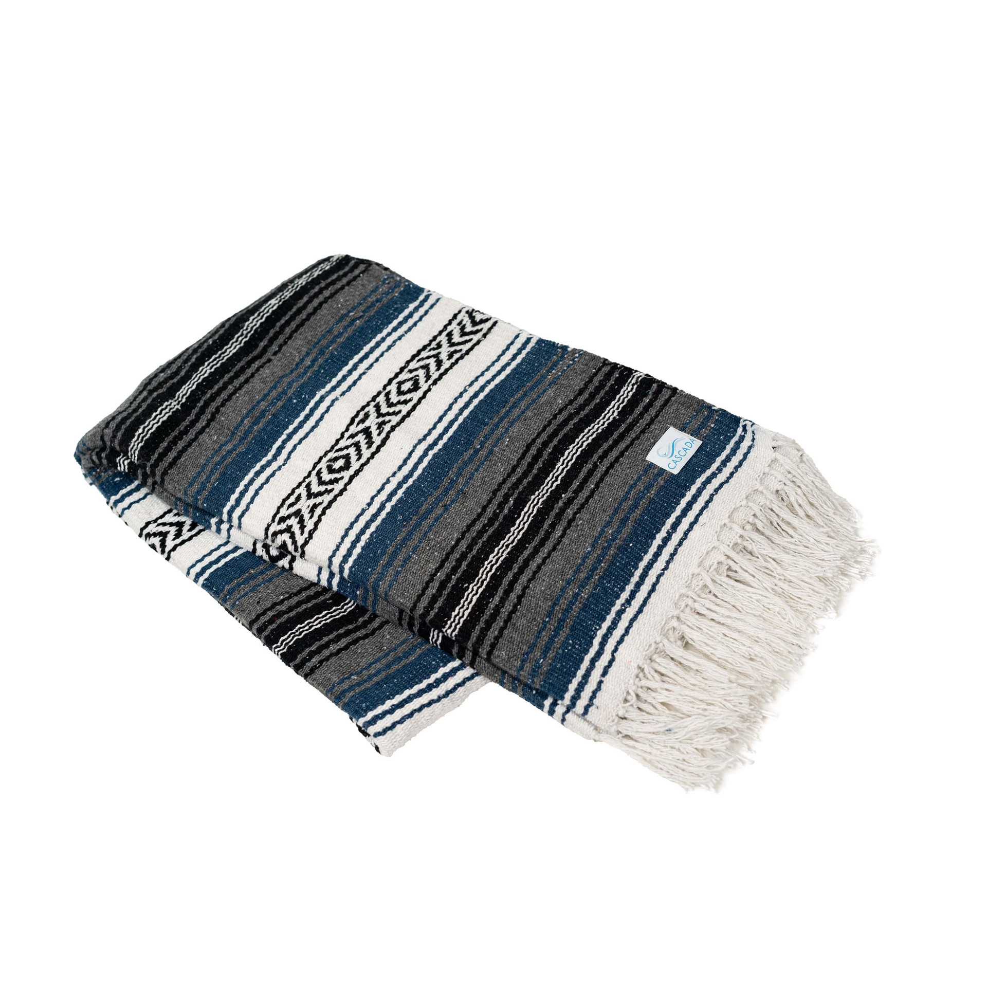 Slate Blue, Light Blue and Charcoal Heavyweight Blanket