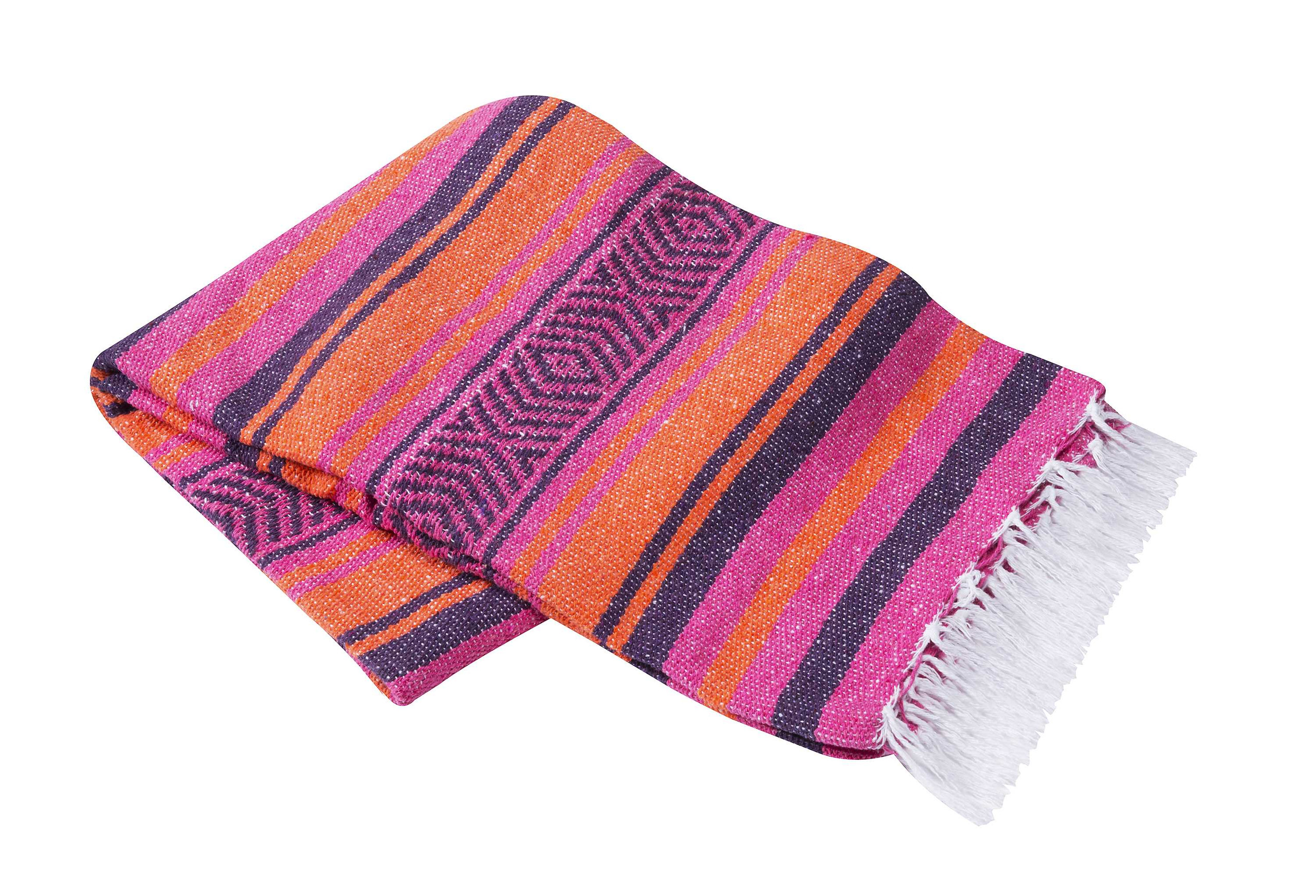 Orange, Purple and Pink Vera Cruz Mexican Blanket