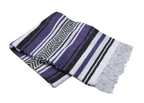 Purple, White and Black Vera Cruz Mexican Blanket