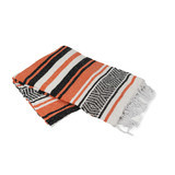 Orange, White and Black Vera Cruz Mexican Blanket