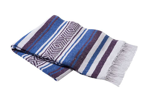 Purple, Royal Blue and White Vera Cruz Mexican Blanket