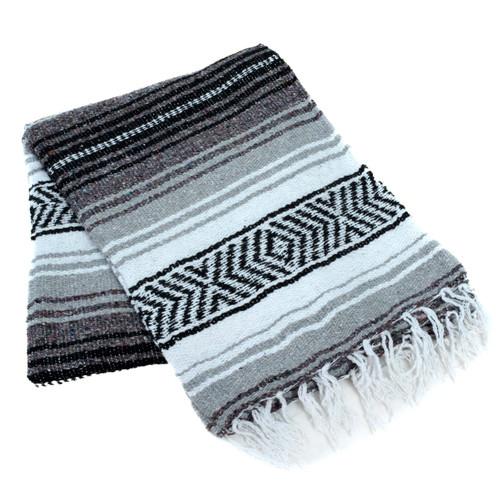 La Montana Mexican Blankets - 10 Pack - Charcoal/Silver/White