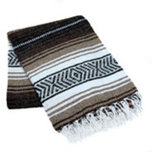 La Montana Mexican Blankets - 10 Pack - Dark Brown/Mocha/White