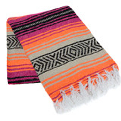 La Montana Mexican Blankets - 10 Pack - Hot Pink/Orange/Tan
