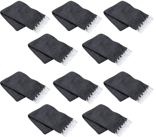 Solid Value Mexican Blankets - 10 Pack - Charcoal