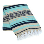 Mint, Tan, and Navy La Montana Mexican Blanket