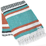 Terra Cotta, Turquoise Green, White and Black Cancun Blanket