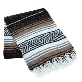 Dark Brown, Mocha, and White La Montana Mexican Blanket