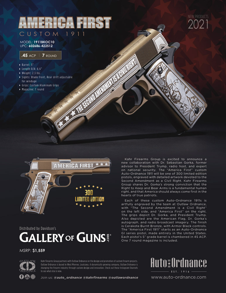 Kahr Firearms Group Presents the “America First” 1911! Kahr Firearms